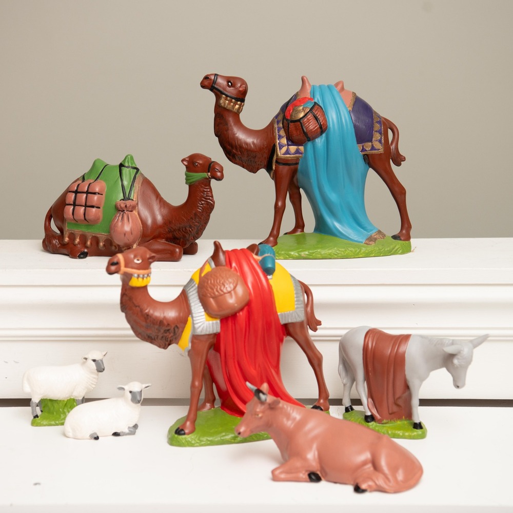 Holland Mold 7pc Nativity Animal Set Religious Christmas DecorHand Painted VTG